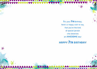 Age 7 Male - Greeting Card - inside