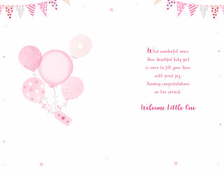 Birth Congratulations Girl - Greeting Card - inside