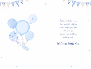 Birth Congratulations Boy - Greeting Card - inside