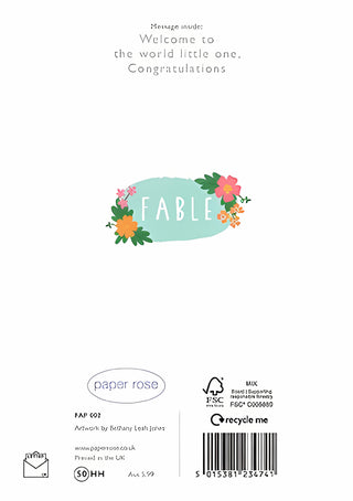 Birth Congratulations Girl - Greeting Card - rear