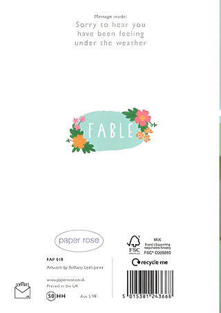 Get Well Female - Greeting Card - rear