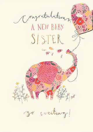 Birth Congratulations Baby Sister - Greeting Card