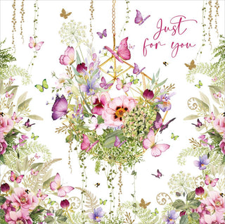 Open Birthday Female, Butterfly Floral - Greeting Card
