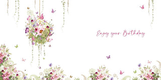 Open Birthday Female, Butterfly Floral - Greeting Card