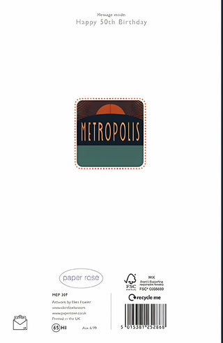 Age 50 Male - Greeting Card - rear