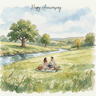 Beautiful Picnic Happy Anniversary - Ecard