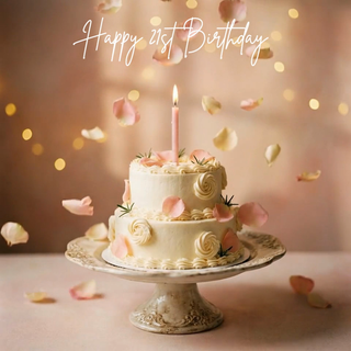 Birthday Cake Petals, 21st Birthday - Ecard