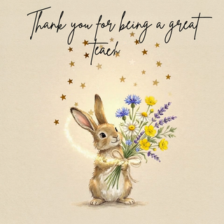 Bunny Flowers, Thank You Teacher - Ecard
