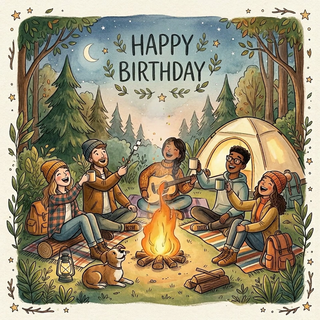 Camping Open Birthday Female - Ecard