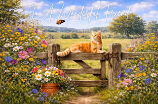 Cat and Butterfly, Friend - Ecard