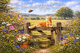 Cat and Butterfly, Sister - Ecard