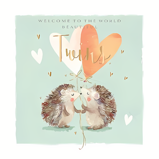 Birth Congratulations Twins - Greeting Card