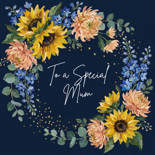 Floral Stars, Mum Birthday - Ecard