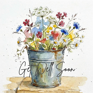 Flowers Bucket Get Well - Ecard