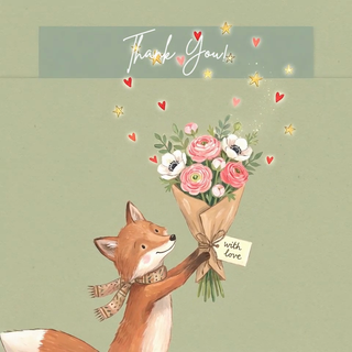 Foxy Flowers Thank You - Ecard