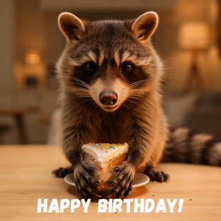 Raccoon Birthday Cake - Ecard