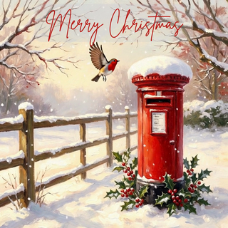 Robin Postbox Merry Christmas