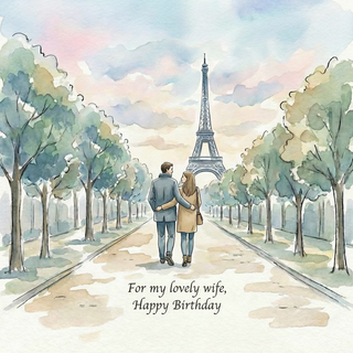Romantic Walk Wife Birthday - Ecard
