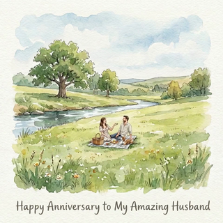 Serene Picnic Husband Anniversary - Ecard