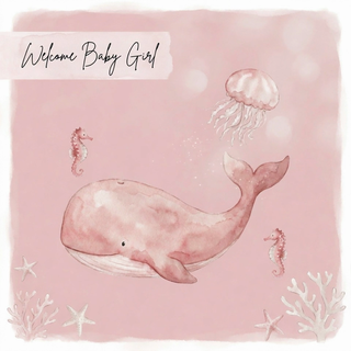 Smiling Whale Welcome Baby Girl - Ecard